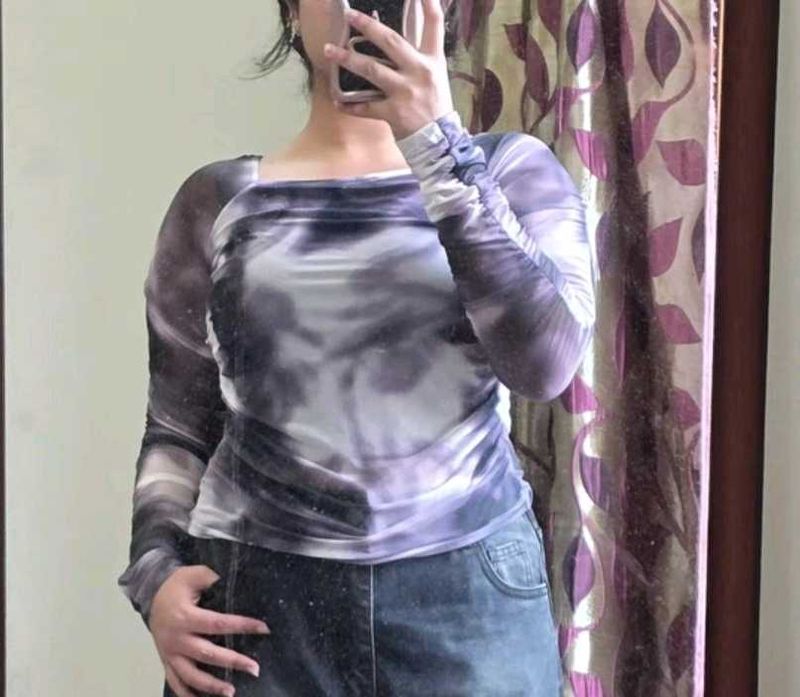 Trendy Tie-Dye Long Sleeve Top