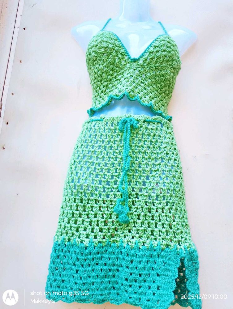 Crocheted Co-Ord Set, Skirt And Top