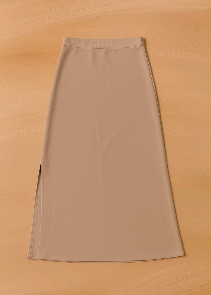 straight pencil skirt. beige. free size and streac