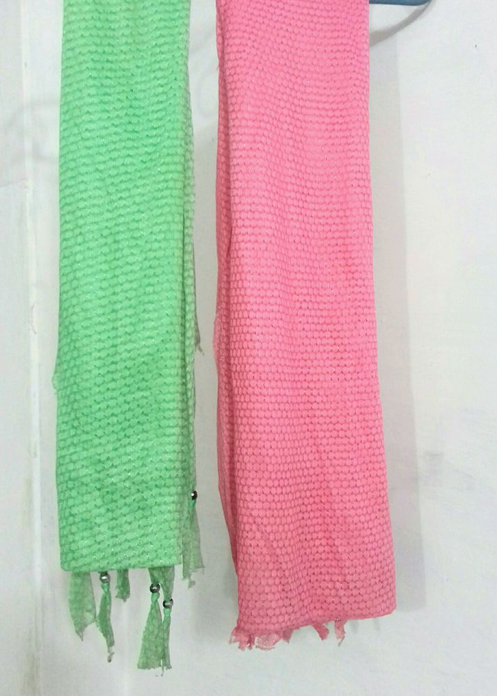 Pink And Green Dupatta For Girls 🌟