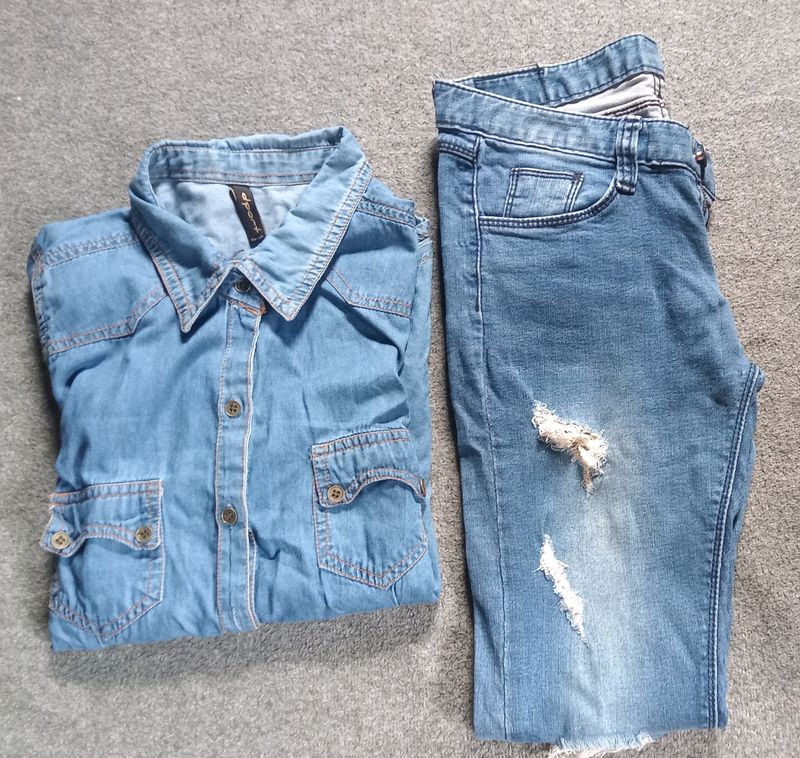 COMBO For Denim Jean Shirt × Pants