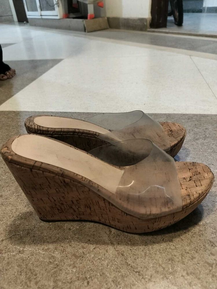 Wedges with Clear Straps