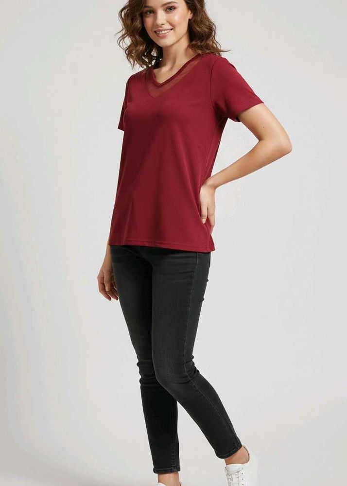 Burgundy V-Neck Tee