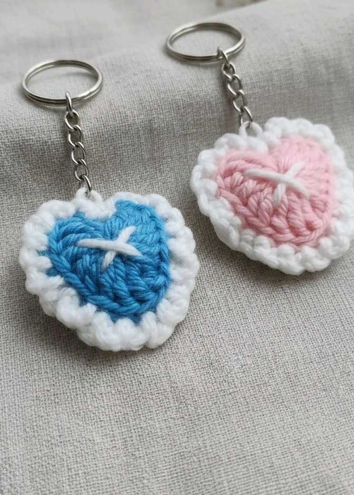 Crochet Heart Keychains