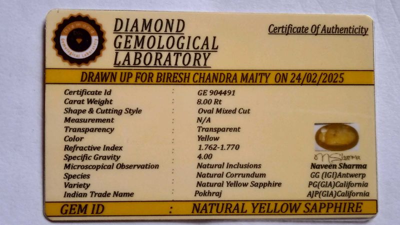 Original Yellow Sapphire