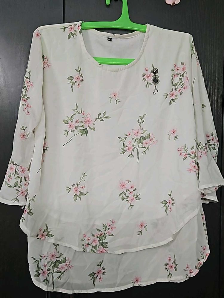 White Floral Top
