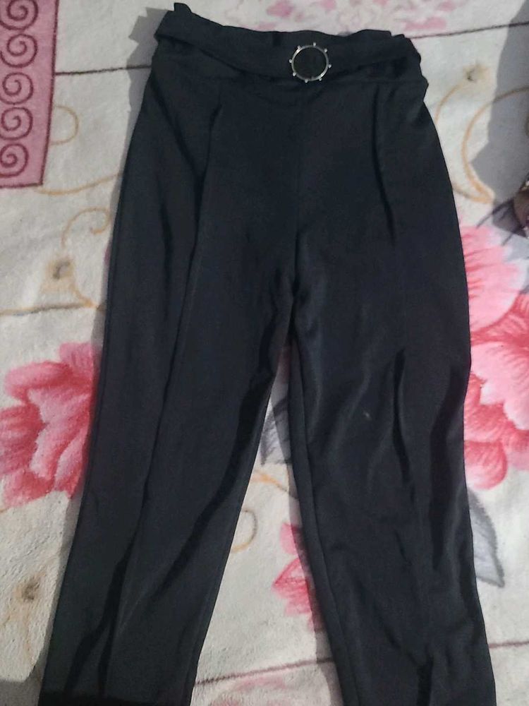 Black Ring Detail Trousers