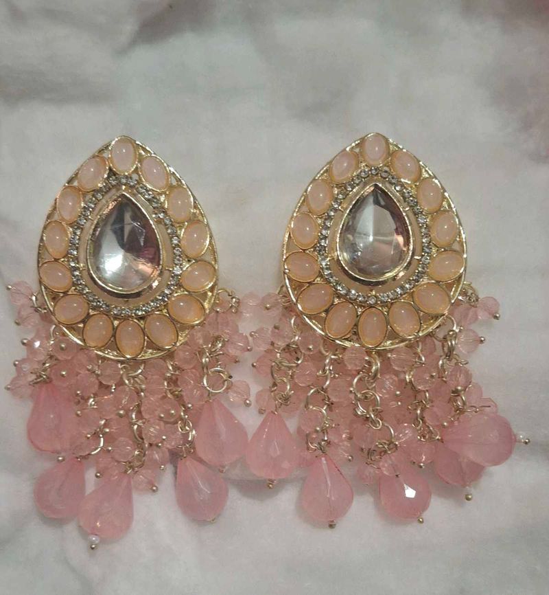 Pink Pearl Jhumka