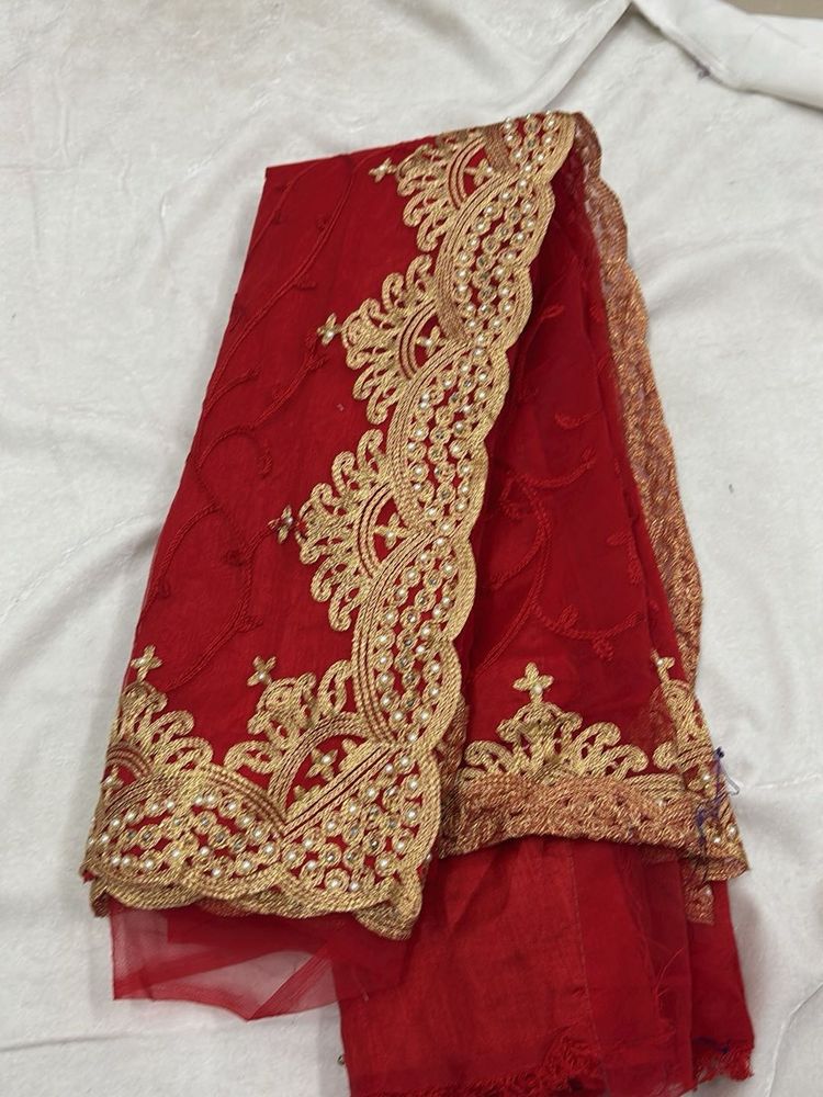 Elegant Red Embellished Saree