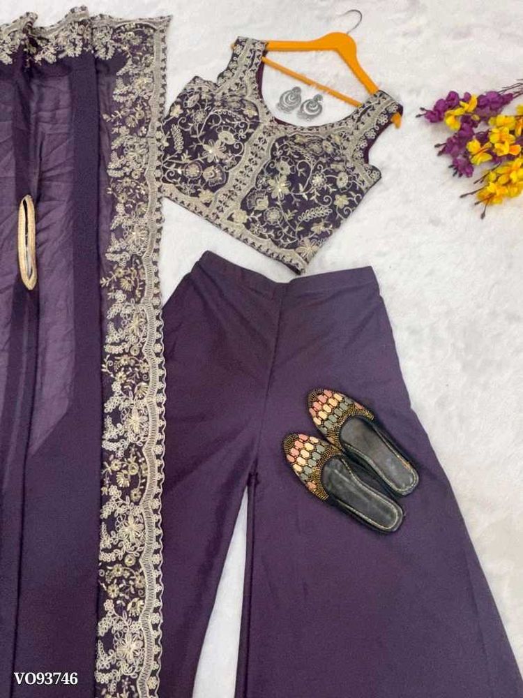 Top Plazzo And Shrug Set
