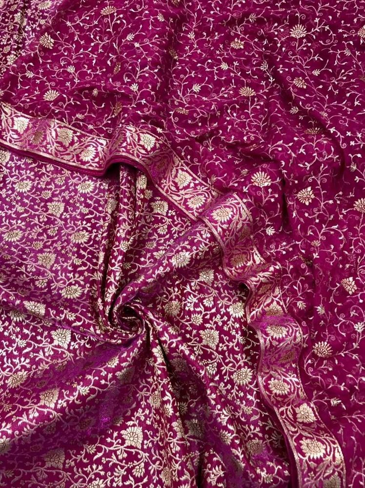 Beautiful Purple Banarasi Silk Fabric