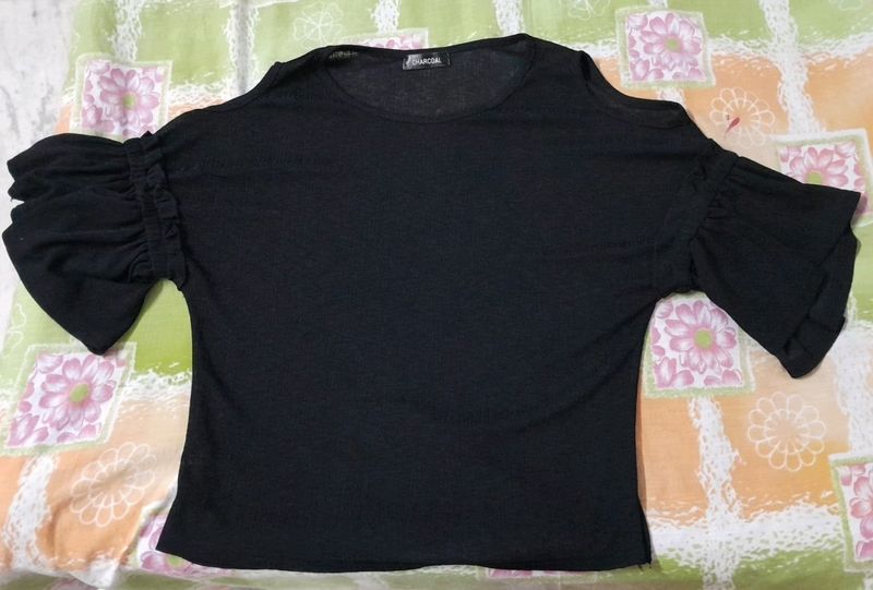Cut Sleeves Black Top