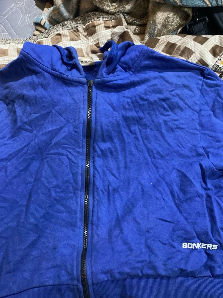 Blue &#39;BONKERS&#39; Zip-Up Hoodie