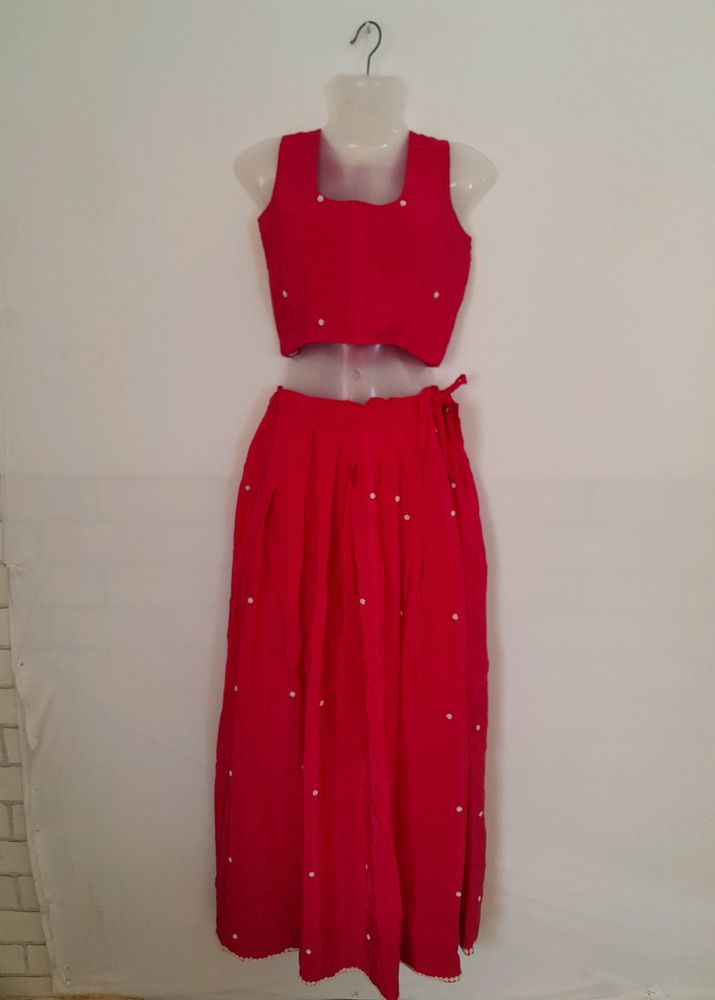 Pink Beads Work Lahnga Choli