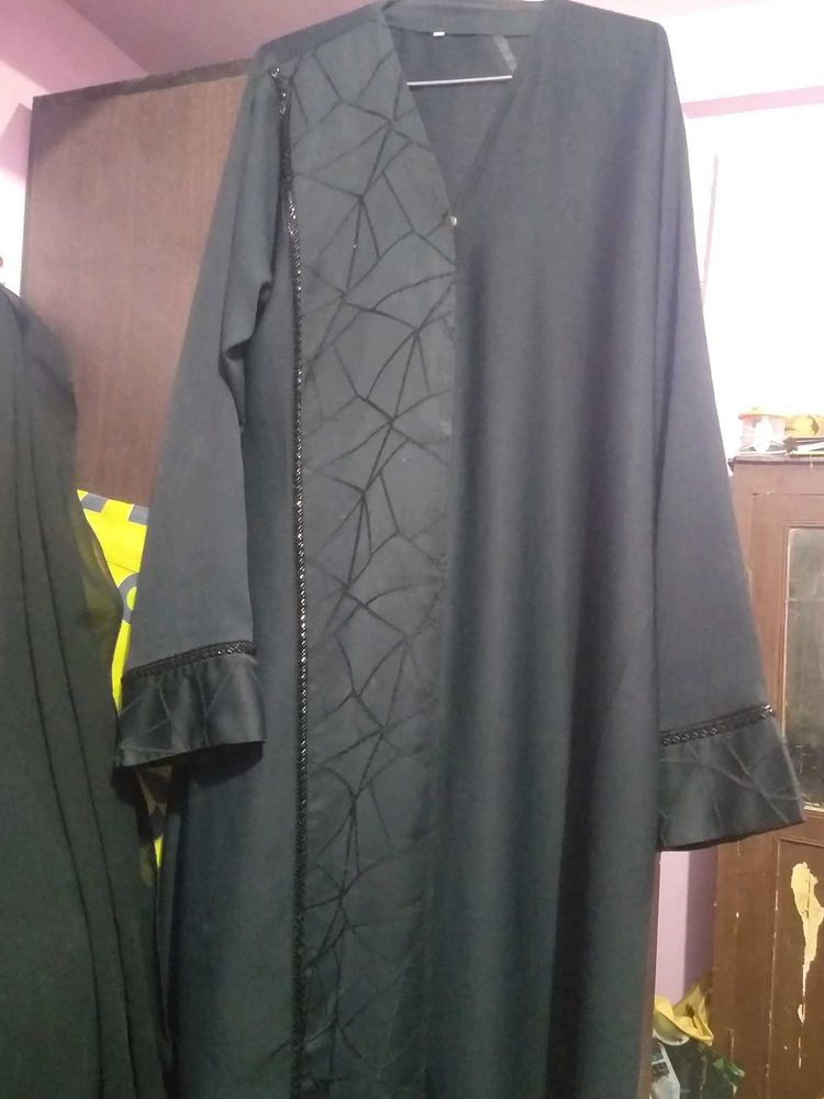 handwork Black Abaya zoom fabric