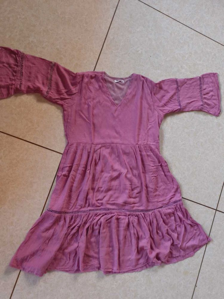 Purple Ruffle Hem Dress