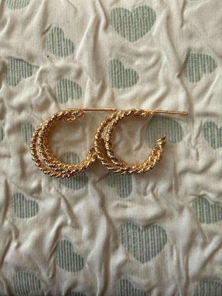 Gold Twisted Hoop Earrings