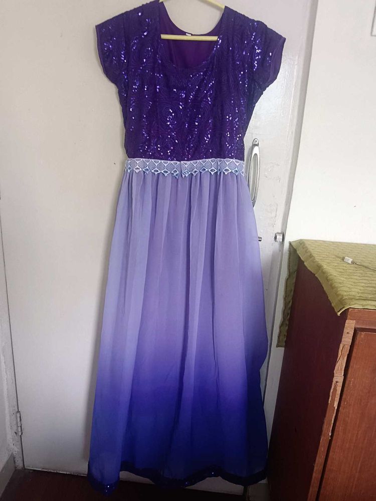 Purple Sequin Detail Maxi Dress