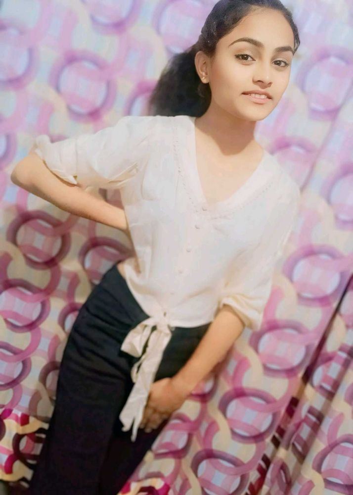 Stylish White Tie-Front Top