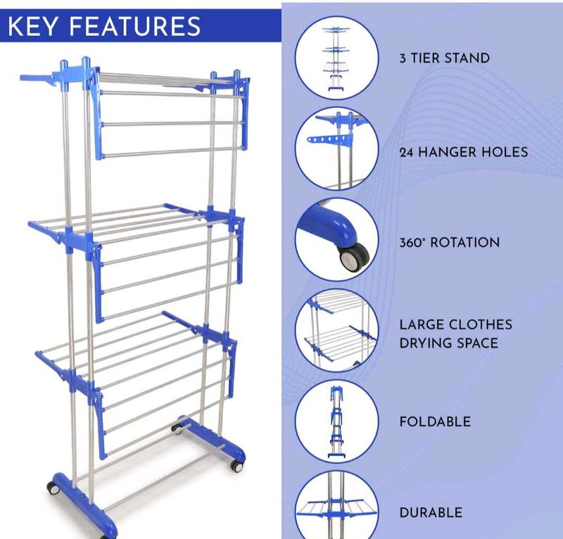 3-Tier Foldable Clothes Drying Rack