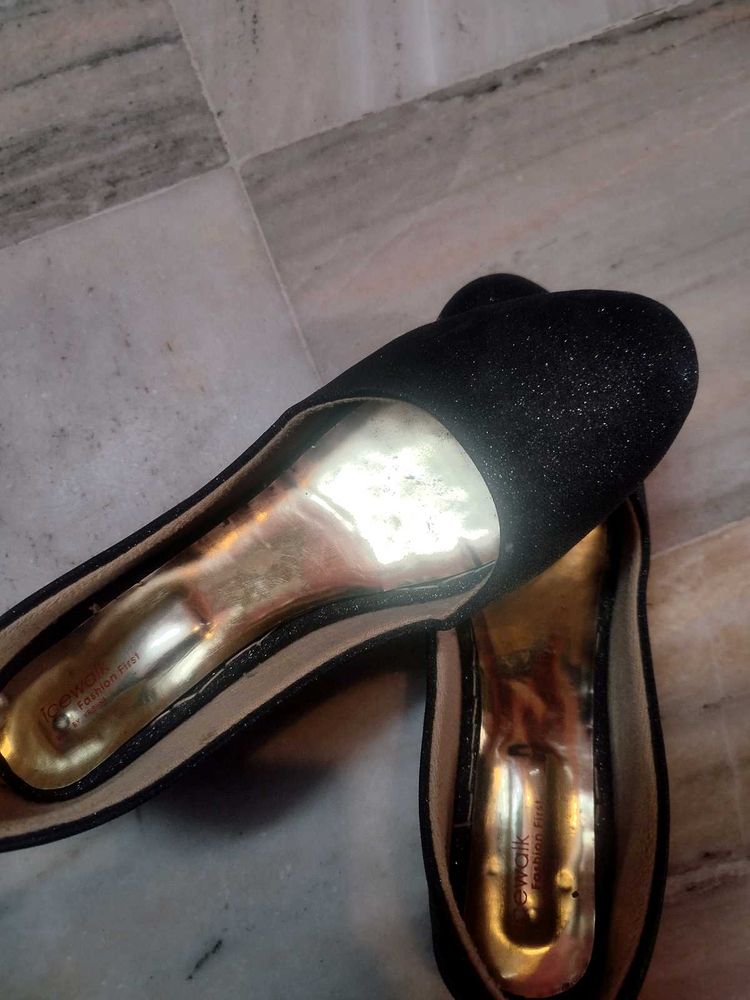 Black Sparkle Block Heels