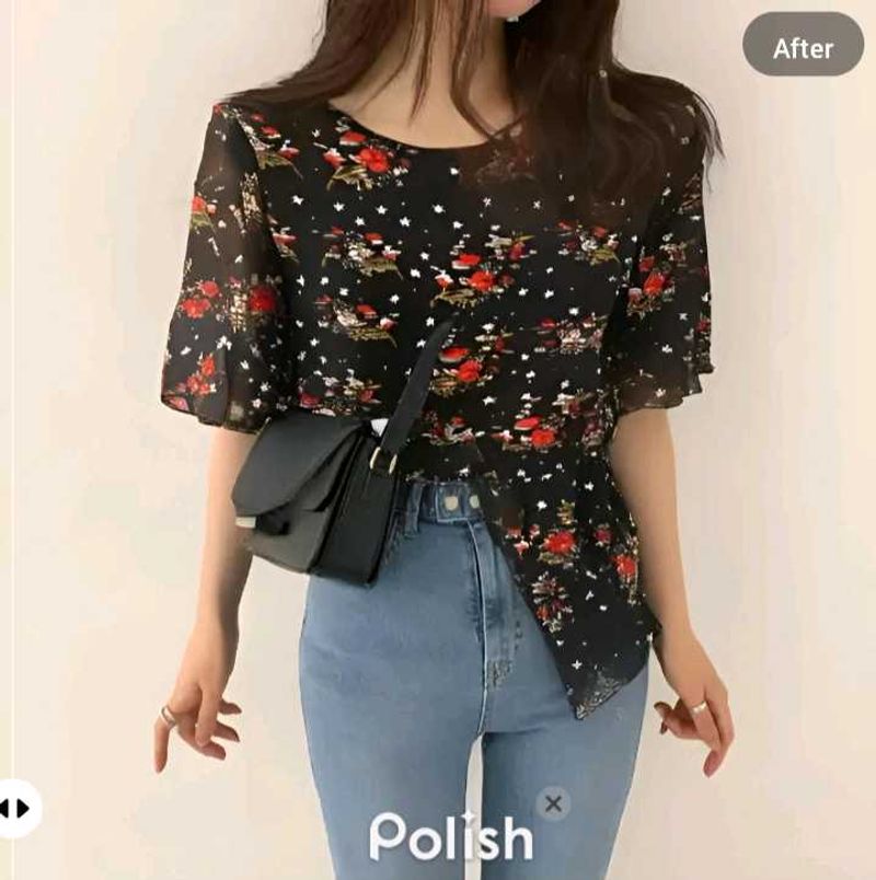 New With Tag Cute Floral Korean Empire Top