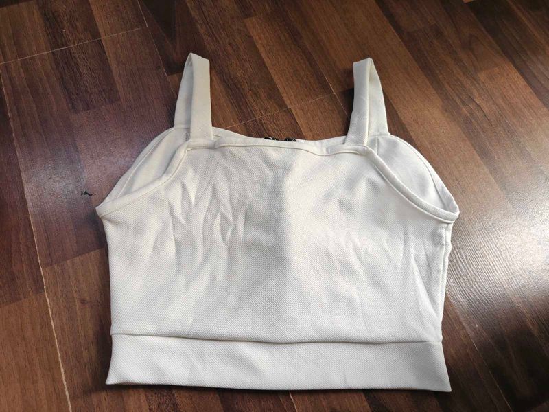 White Crop Tank Top