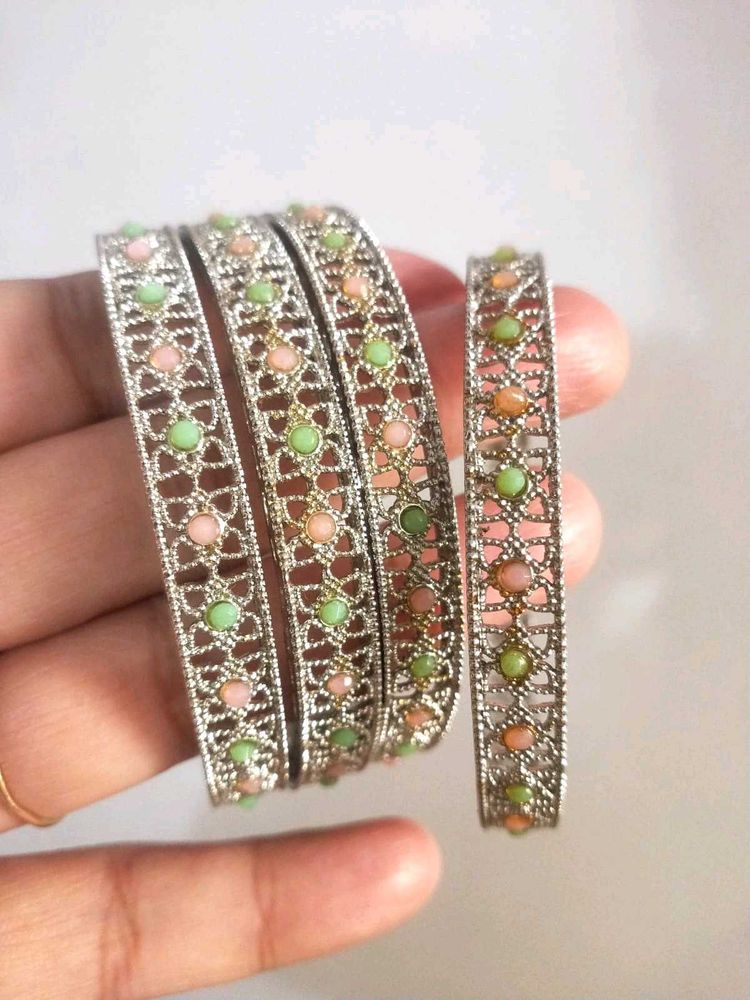 Tarnish Free silver plated Bangles set of 4