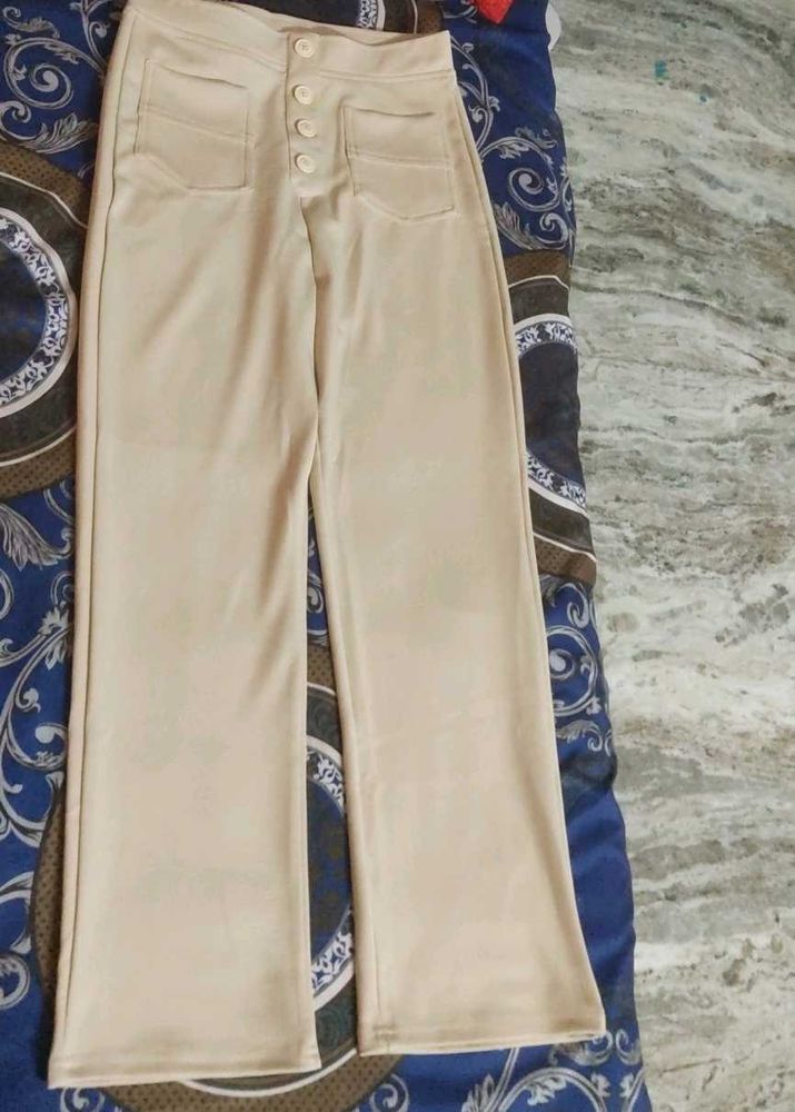 Beige Flare Pants