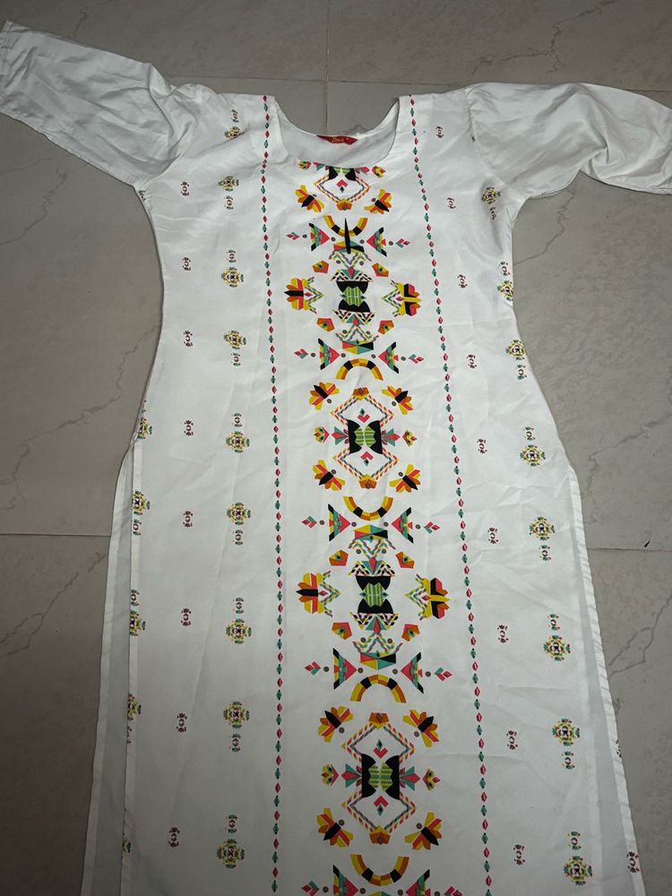 White Printed Kurti