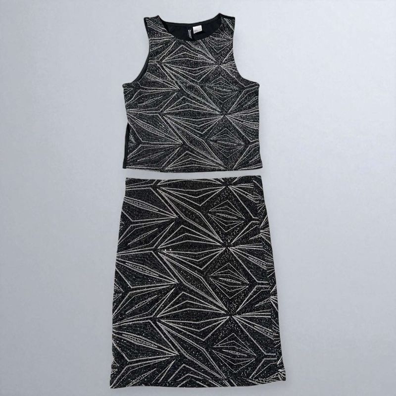 H&amp;M Black Geometric Two-Piece Set