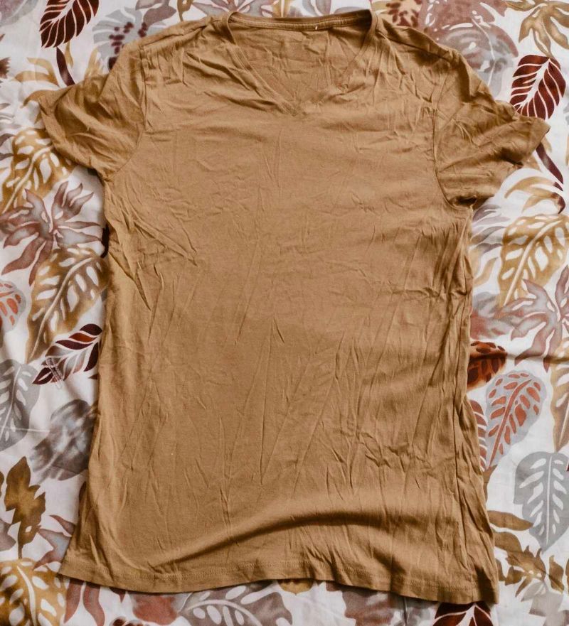 Brown V-Neck T-Shirt