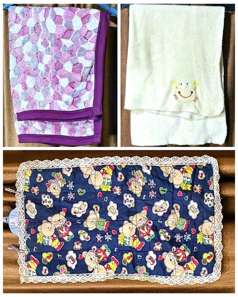 Combo Of 3, 2 Baby Blankets n A cute mattress for