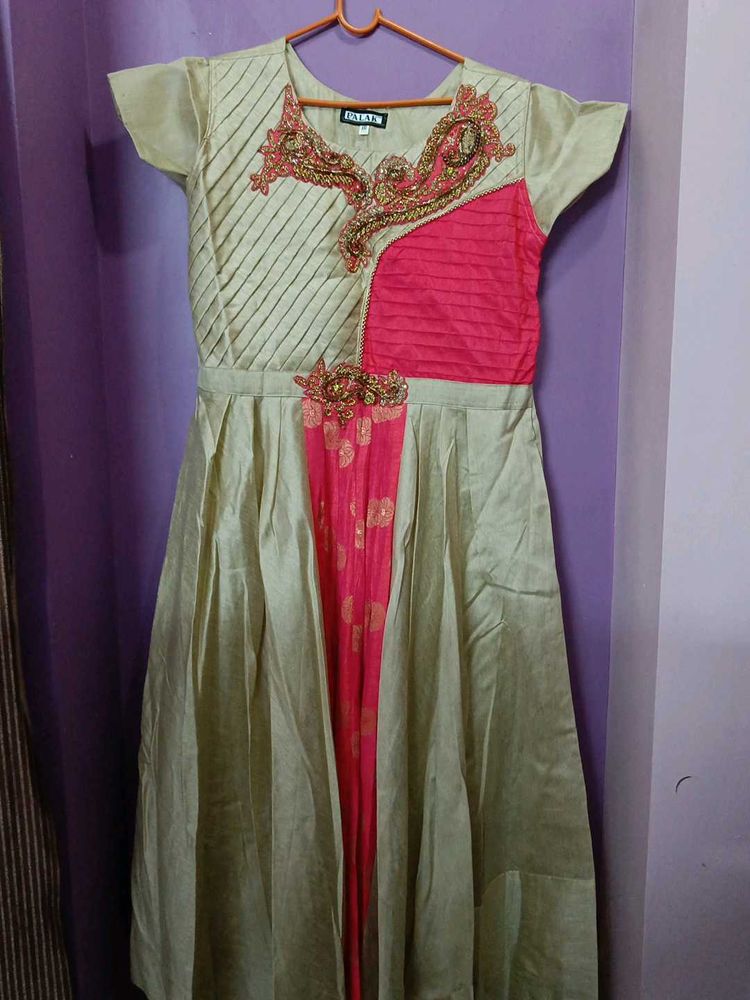Elegant Beige &amp; Pink Dress