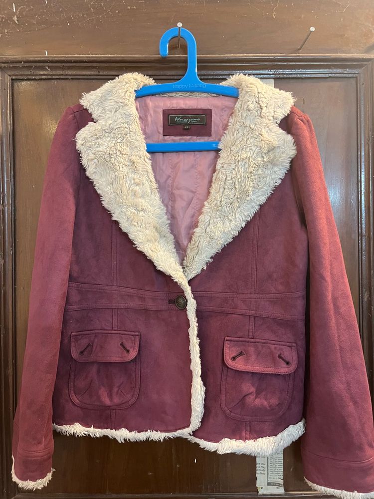 Korean Style Magenta Colour Coat
