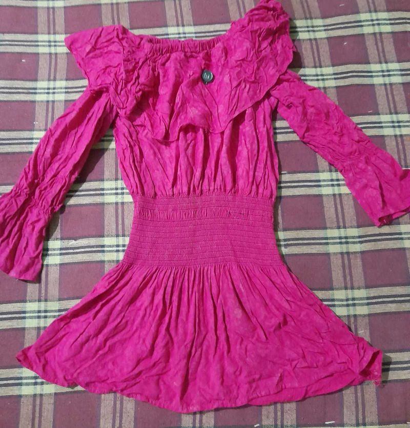 Pink Off Shoulder Dress