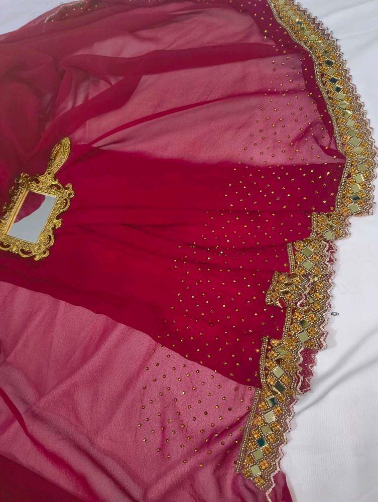 Elegant Maroon Embellished Saree