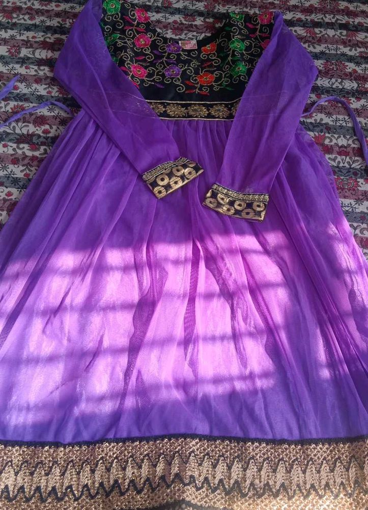 Embroidered Net Dress 👗 Violet To Purple 💜