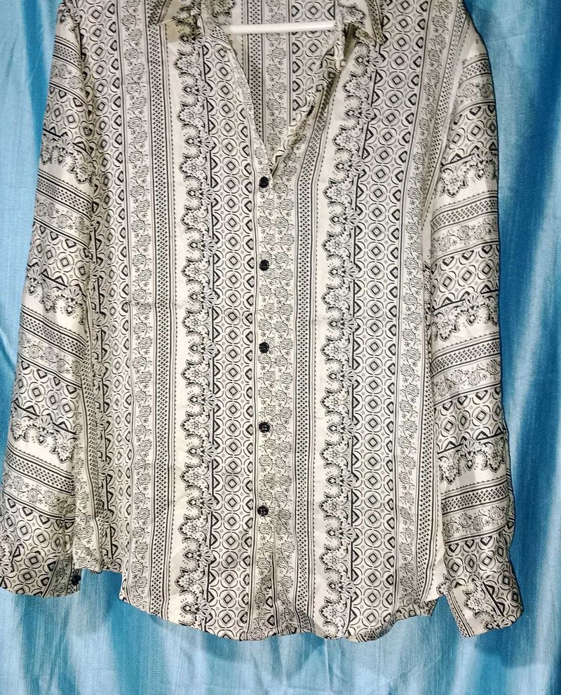Patterned Button-Down Shirt