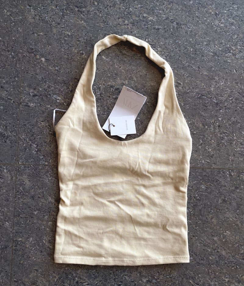 ✨ ZARA Butter Yellow Halter Top