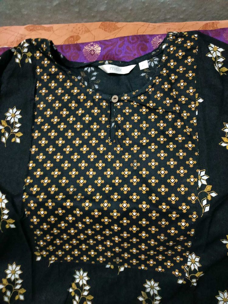 Floral &amp; Geometric Print Kurti - UsedOnly 4-5 Time