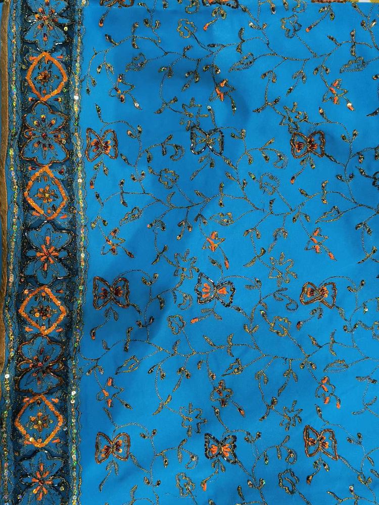 Blue sequence saree