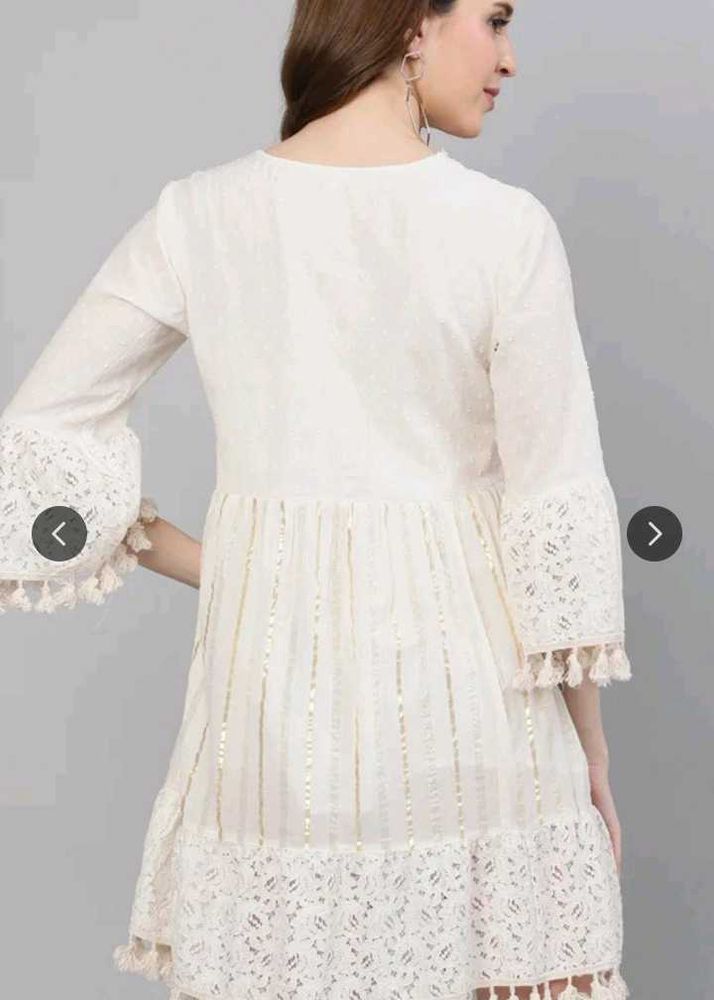 White Embroidered Tassel Tunic