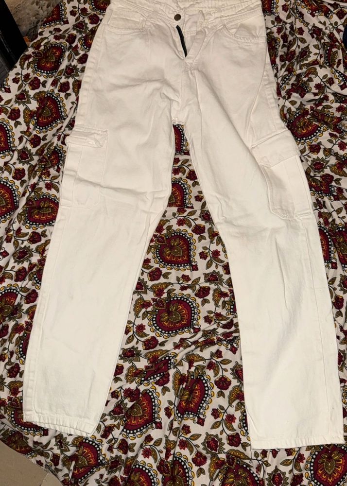 women White Cargo Pants