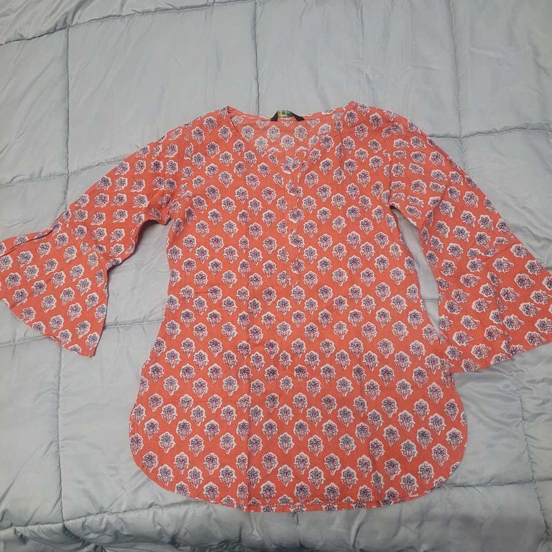 Floral Print Bell Sleeve Top