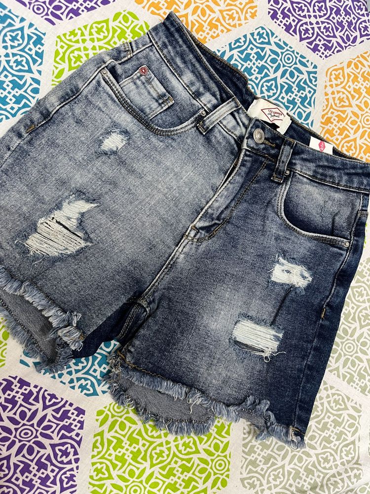 Distressed Denim Shorts