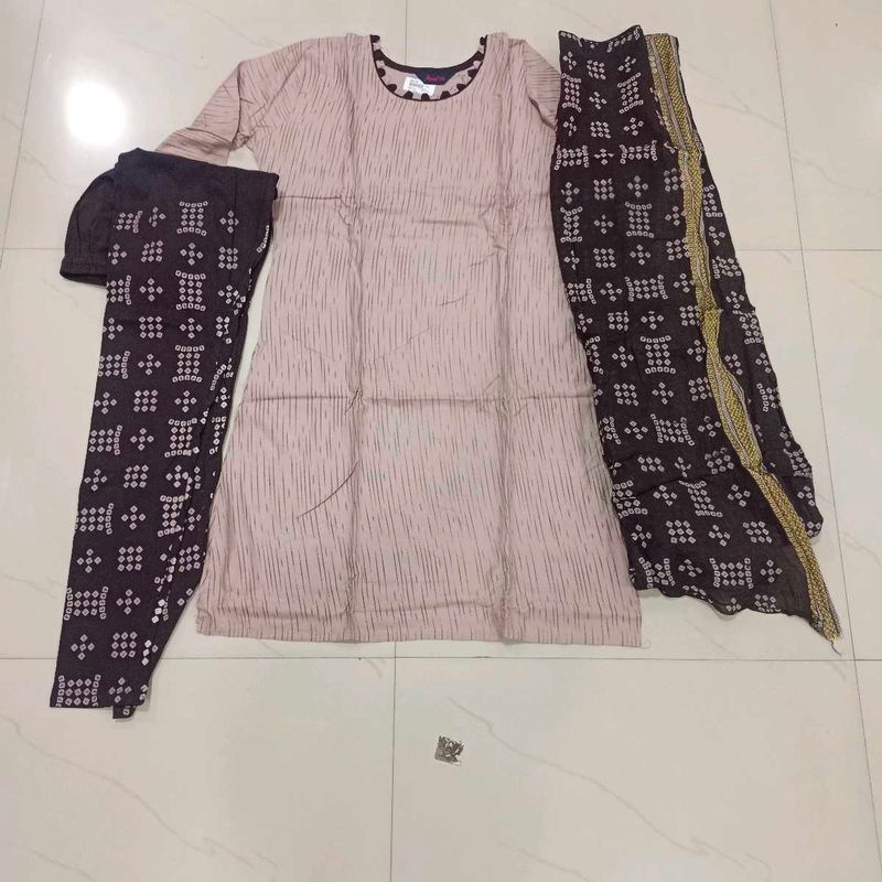 Beige Printed Salwar Kameez