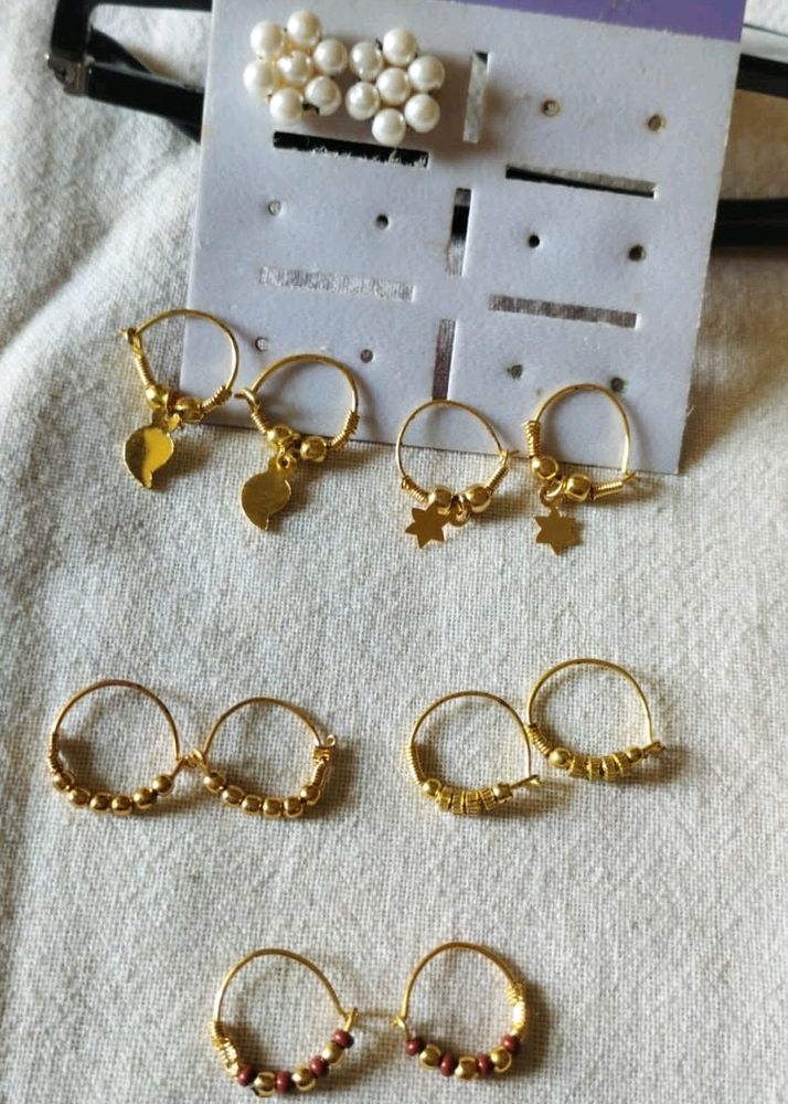 Pack Of 6 Dainty Studs And Bali