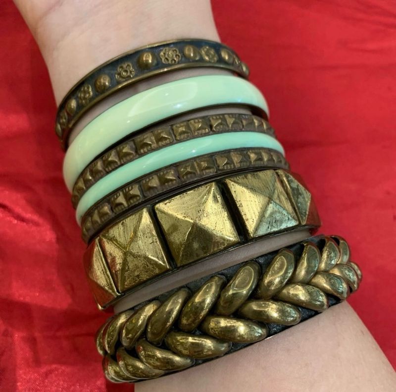 Bohemian Stacked Brass Bangle Set