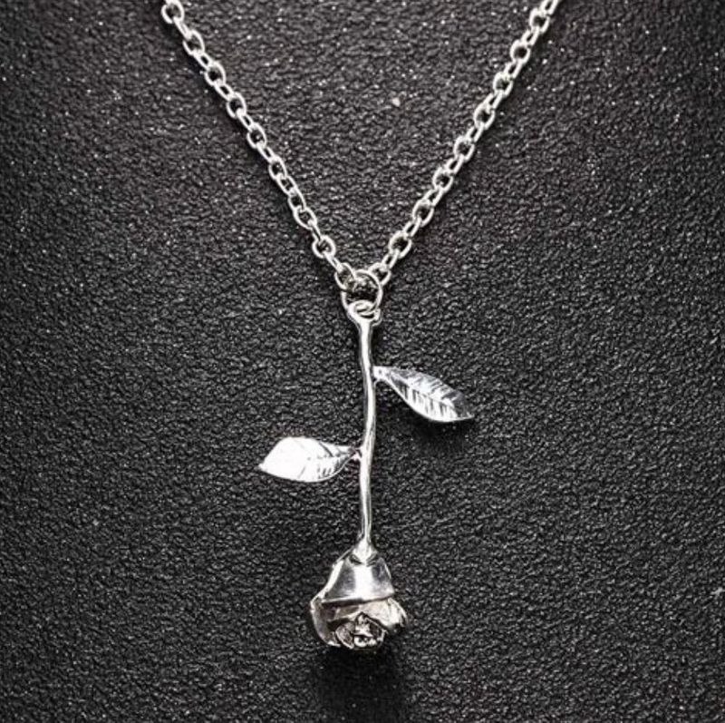 Silver Rose Pendant Necklace